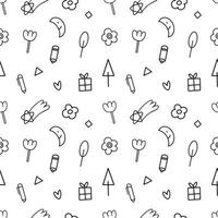doodle cartoon hand drawn with black line seamless pattern background for wrapping, wallpaper vector