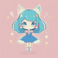 Magical Girl Sticker Cosplay Anime Style Chibi Illustration photo