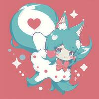 Magical Girl Sticker Cosplay Anime Style Chibi Illustration photo