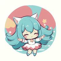 Magical Girl Sticker Cosplay Anime Style Chibi Illustration photo