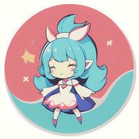 Magical Girl Sticker Cosplay Anime Style Chibi Illustration photo