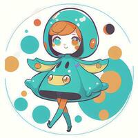 Magical Girl Sticker Cosplay Anime Style Chibi Illustration photo