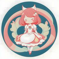 Magical Girl Sticker Cosplay Anime Style Chibi Illustration photo