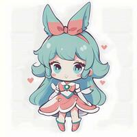 Magical Girl Sticker Cosplay Anime Style Chibi Illustration photo