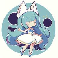 Magical Girl Sticker Cosplay Anime Style Chibi Illustration photo