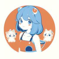Magical Girl Sticker Cosplay Anime Style Chibi Illustration photo
