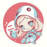 Magical Girl Sticker Cosplay Anime Style Chibi Illustration photo