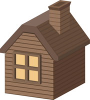 3d houten huis icoon png