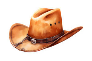 a watercolor cowboy hat on a transparent background. ai generative png