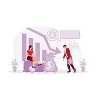 The manager is sad because of declining finances. Accountants reduce office operational costs. Cost Reduction concept. trend modern vector flat illustration