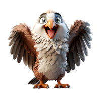 3d petit Aigle mascotte personnage , ai génératif png