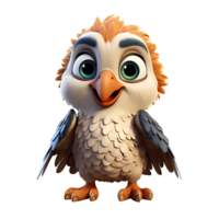 3d petit Aigle mascotte personnage , ai génératif png