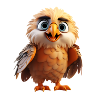 3d pequeño águila mascota personaje , ai generativo png