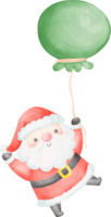 Cute Santa Claus with balloon cartoon watercolor png