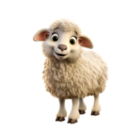 3D Cute Sheep Character ,ai generative png