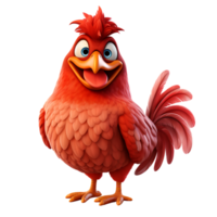 3d vermelho galo mascote personagem ,ai generativo png