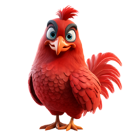 3d rouge coq mascotte personnage ,ai génératif png