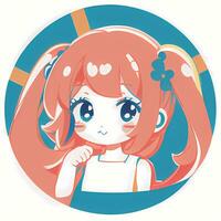 Cute Kawaii Chibi Anime Girl Sticker Wearing Pajama Simple Colorful Background photo