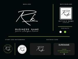 Luxury Rk Logo Icon Vector, Minimalist RK Signature Logo Letter and Branding Design vector