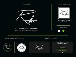 Luxury Rh Logo Icon Vector, Minimalist RH Signature Logo Letter and Branding Design vector