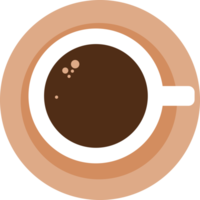 Brown hot coffee and tea cup cafe top view icon png