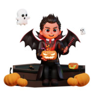 3d personaggio Halloween vampiro png