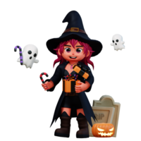 3d personnage Halloween sorcier png