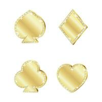 oro trajes de jugando tarjetas, decorado con diamantes corazones, diamantes, clubs, espadas. vector ilustración