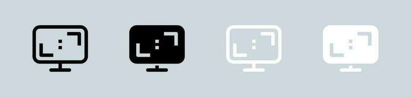 Aspect ratio icon set in black and white. Widescreen signs vector illustration.