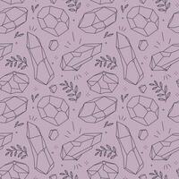 Seamless pattern with line art polygonal crystals. vector