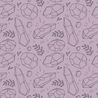 Seamless pattern with line art polygonal crystals. vector