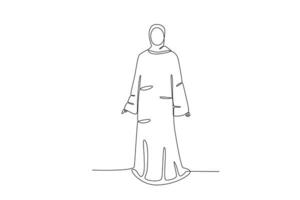 Front view of a woman wearing an abaya vector