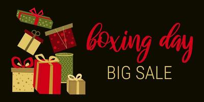 Boxing Day. Horizontal banner. Color Holiday Boxes vector