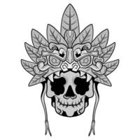 cultura cabeza estatua barong o tiki máscara trófico firmar desde polinesio. ilustración diseño bueno para tatuajes, póster elemento o impresión vector