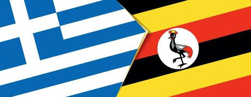 Greece and Uganda flags, two vector flags.