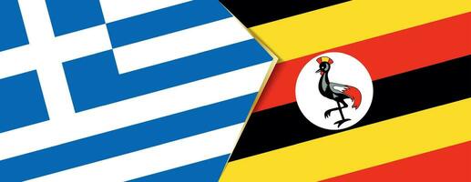 Grecia y Uganda banderas, dos vector banderas