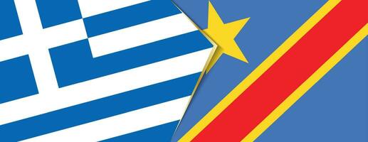 Greece and DR Congo flags, two vector flags.