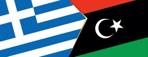 Greece and Libya flags, two vector flags.