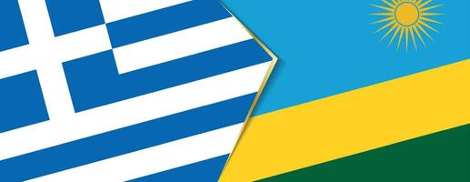 Greece and Rwanda flags, two vector flags.