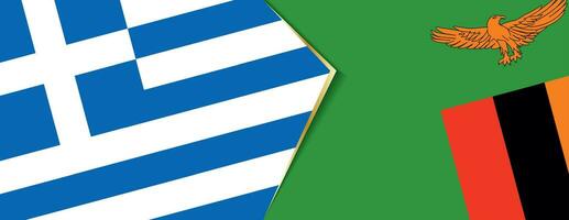 Greece and Zambia flags, two vector flags.