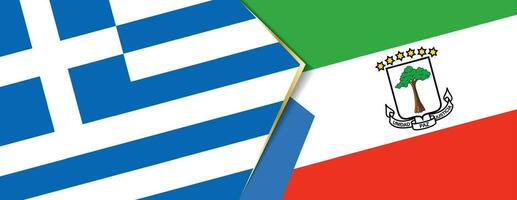 Greece and Equatorial Guinea flags, two vector flags.