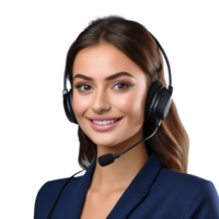 Female call center agent with headset. Generative AI png