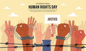 Hand Drawn International Human Rights Day Background with Hands vector