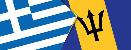 Greece and Barbados flags, two vector flags.