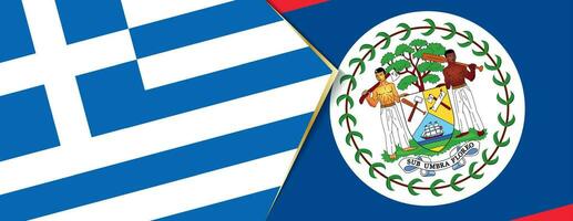 Greece and Belize flags, two vector flags.