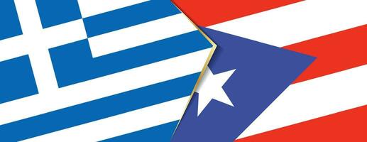 Greece and Puerto Rico flags, two vector flags.