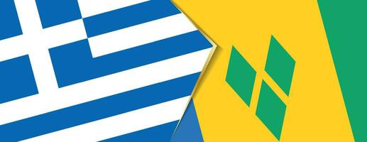 Greece and Saint Vincent and the Grenadines flags, two vector flags.