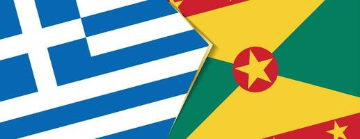 Greece and Grenada flags, two vector flags.