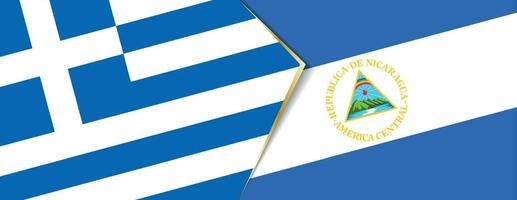Greece and Nicaragua flags, two vector flags.
