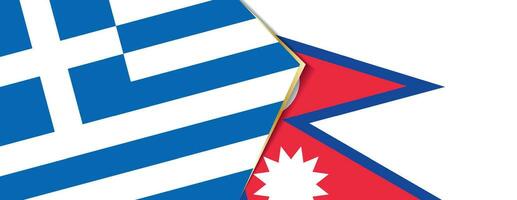 Greece and Nepal flags, two vector flags.